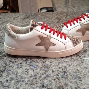 STEVEN New York, Rubie,lace-up, star sneaker white leopard
